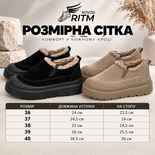 Жіночі уггі Restime з натуральної замші(чорні) 26811-1 фото