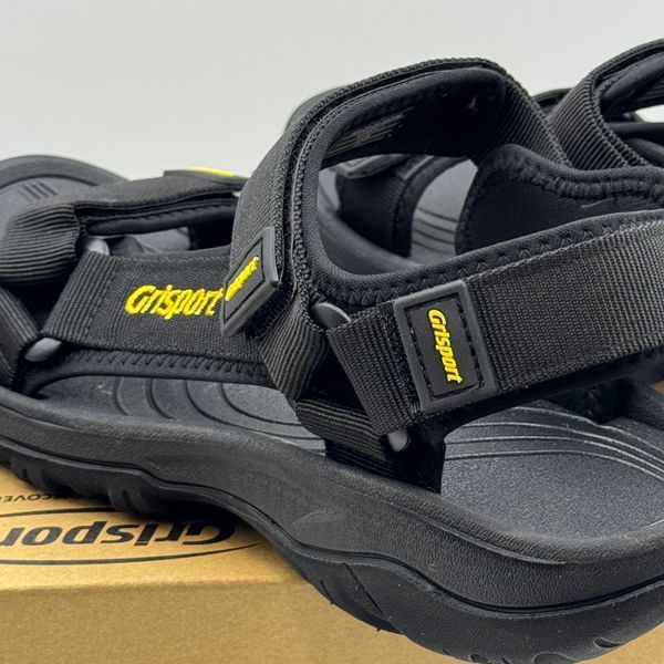 Босоніжки супінаторні Grisport гріспорт чорні з жовтим 9020 фото
