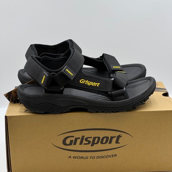Босоніжки супінаторні Grisport гріспорт чорні з жовтим 9020 фото