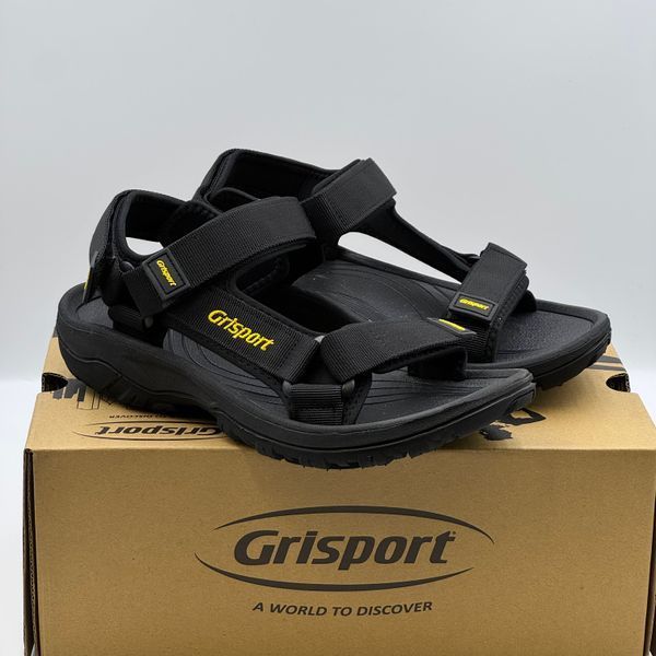 Босоніжки супінаторні Grisport гріспорт чорні з жовтим 9020 фото