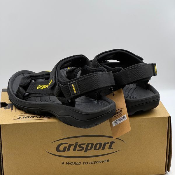 Босоніжки супінаторні Grisport гріспорт чорні з жовтим 9020 фото