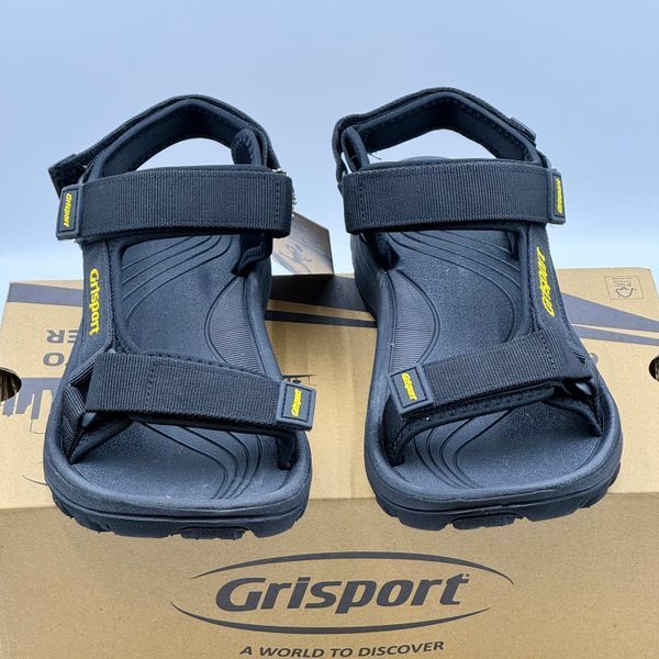 Босоніжки супінаторні Grisport гріспорт чорні з жовтим 9020 фото